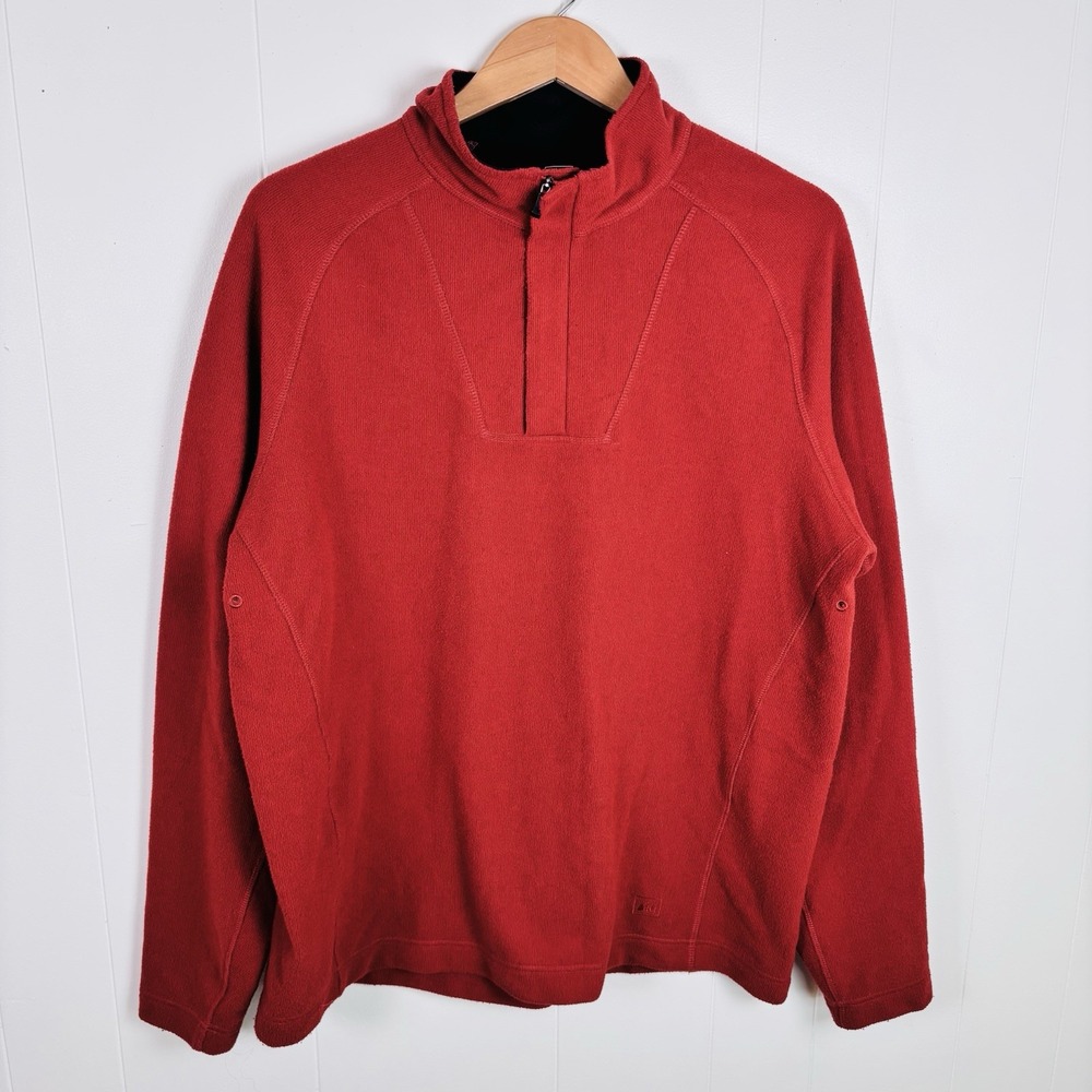 REI Mens Large Rust Orange 1/4 Zip Lightweight‎ Outdoors Jacket